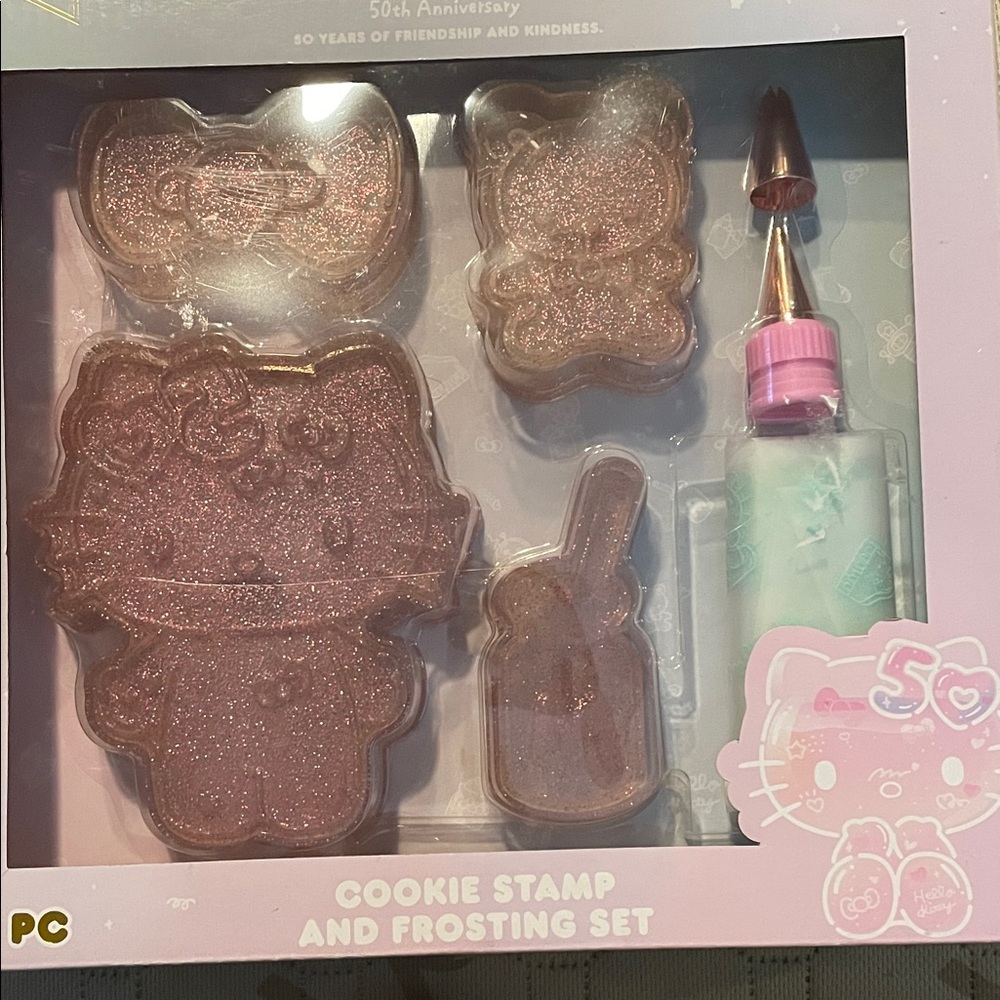 Hello Kitty 50th Anniversary Pink Cookie Stamp and Frosting Set